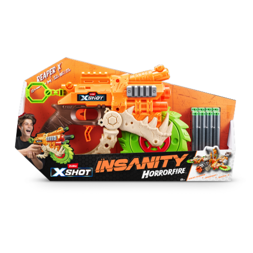 Zuru X-Shot Insanity Horrorfire Reaper X with 8 Darts Perspective: front