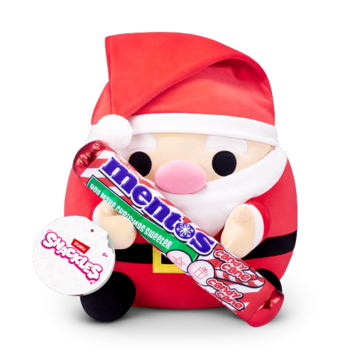 Snackles Christmas Santa Claus & Mentos 14 Inch Plush by ZURU, Ultra Soft Plush, Collectible Plush with Real Licensed Brands, Stuffed Animal, Giftable, Holiday