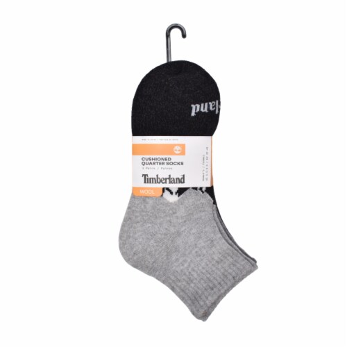 Timberland® Women's Cushioned Wool Quarter Socks - Black/Gray Perspective: front
