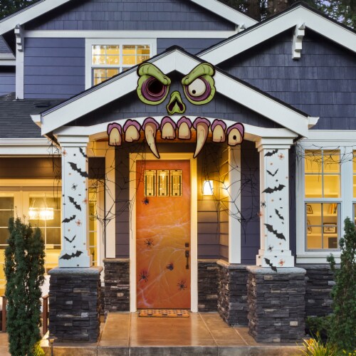Mad Monster Face Outdoor House Decor Perspective: front