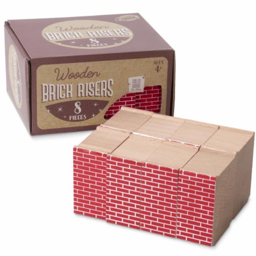 Brybelly TCON-19 Red Brick Wood Train Risers, Pack of 8 Perspective: front
