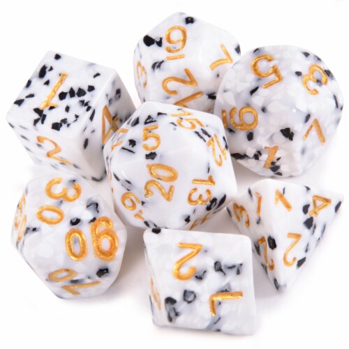 Cookies & Cream Polyhedral Dice Set Perspective: front