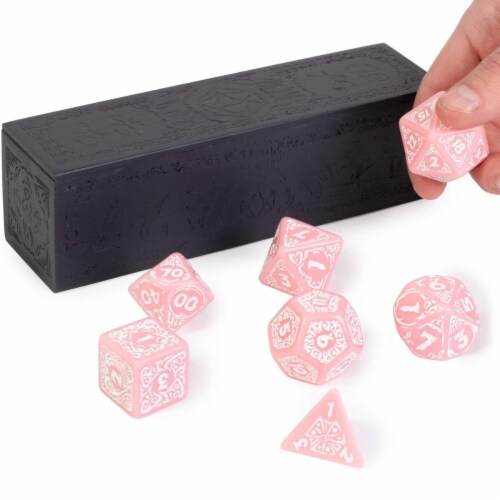 Brybelly GDIC-2504 Cherry Blossom with White Titan Calliope Dice Perspective: front