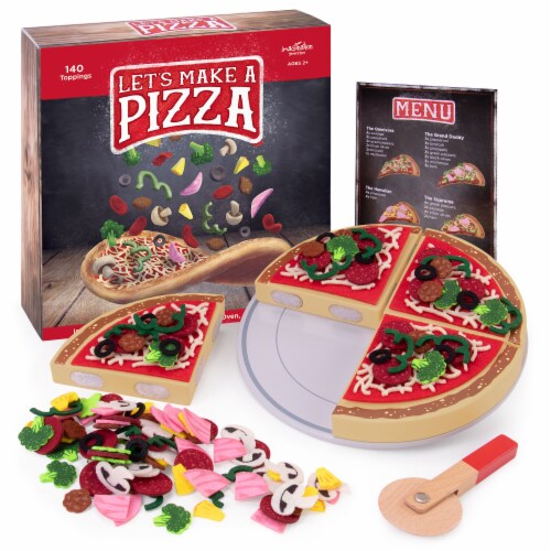 Brybelly TEAT-034 Lets Make a Pizza Playset with 140 Toppings Perspective: front