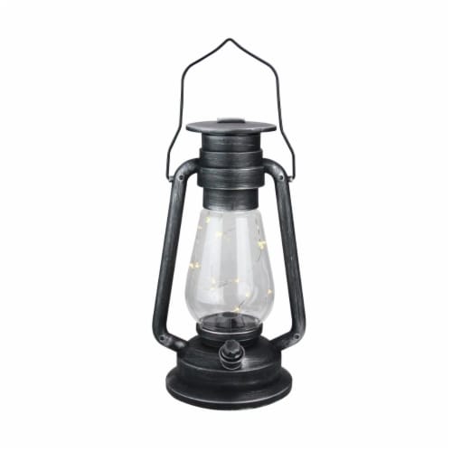 Northlight 32756635 12 in. Silver Brushed & Black Traditional Lantern with Micro Lights Perspective: front