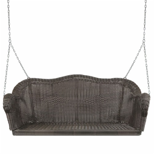 Northlight 33377897 50 in. Chocolate Brown & Silver Resin Wicker Swing with Chain Perspective: front
