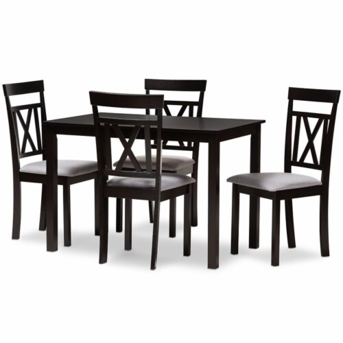 Baxton Studio Rosie 5 Piece Dining Set in Brown and Grey 1