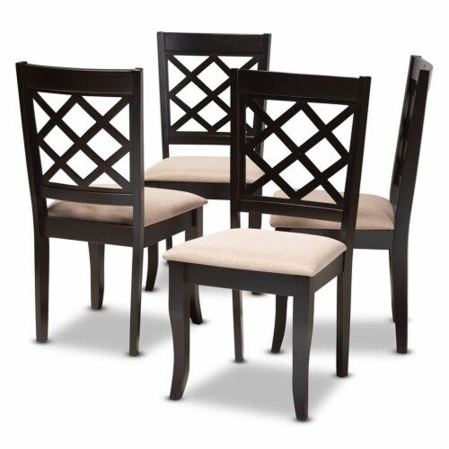 Baxton Studio Verner Wood Dining Chair in Sand and Espresso - Set of 4 Perspective: front