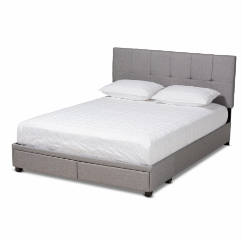 Baxton Studio Netti Dark Grey Fabric Upholstered 2-Drawer King Size Platform Storage Bed Baxton Studio Netti Dark Grey Fabric Upholstered 2-Drawer King Size Platform Storage Bed