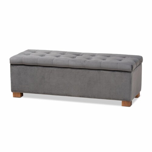 Baxton Studio BBT3101-Grey Velvet-Walnut-Otto Roanoke Modern & Contemporary Grey Velvet Fabri Perspective: front