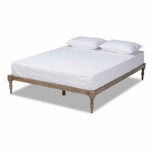Baxton Studio Iseline Full Size Grey Finished Wood Platform Bed Frame Perspective: front