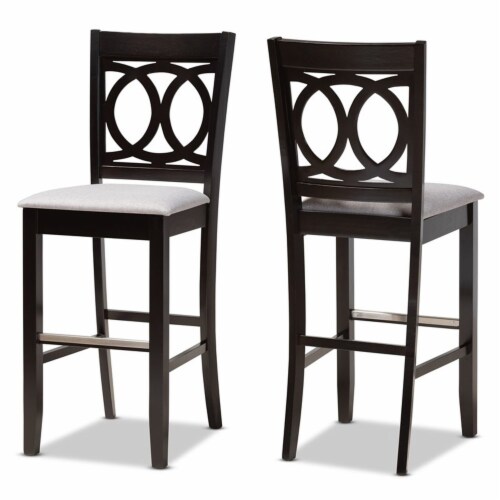 Baxton Studio Carson Gray Upholstered Espresso Wood 2 Piece Bar Stool Set 1 Kroger