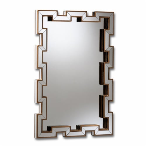 Baxton Studio Tanis Bronze Finished Rectangular Accent Wall Mirror Perspective: front