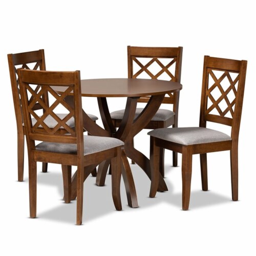 Baxton Studio Beth Upholstered and Walnut Brown Finished Wood 5