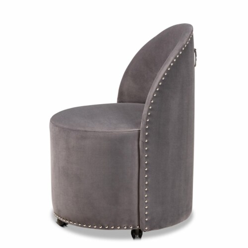 Baxton Studio Bethel Velvet Fabric Upholstered Rolling Accent