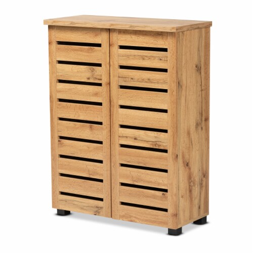 Baxton Studio Adalwin Modern and Contemporary Oak Brown Finished Wood 2 Door Shoe Storage 1 unit Harris Teeter