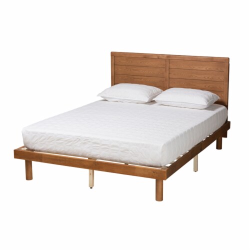 Baxton Studio Daina Mid-Century Modern Ash Walnut Finished Wood Full Size Platform Bed