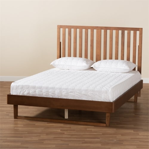 Baxton Studio Marin Modern and Contemporary Walnut Brown Finished Wood Queen Size Platform Bed