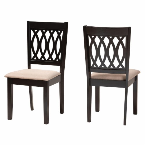 Baxton Studio Florencia Cream Fabric and Espresso Brown Finished 2 Piece Dining Chair Set Set of 2 QFC