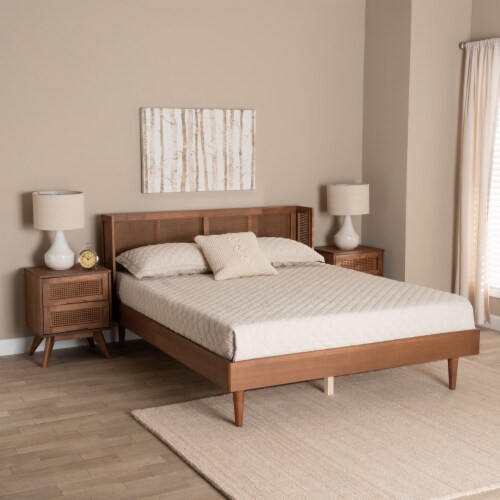 Baxton Studio Rina Mid Century Modern Ash Walnut Finished Wood 3 Piece Queen Size Bedroom Set 1 unit Harris Teeter