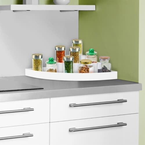 mDesign Plastic Corner Kitchen Cabinet, Pantry Storage Shelf