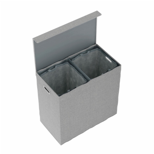 Double Laundry Hamper with Lid-Two-Sided Sorter and Removable Mesh ...