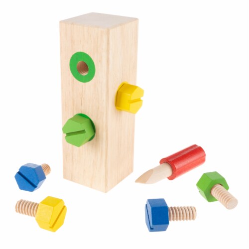 Hey Play Wooden Screw Block Toy For Kids Fine Motor Skill Development 6 Screws Screwdrive 1 unit Pay Less Super Markets