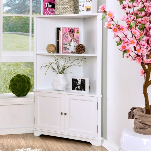 Furniture of America Cassidy Wood Multi Storage Corner Bookshelf