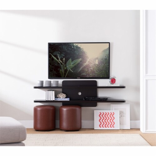 Furniture of America Brie Wood 2-Tier Floating TV Stand in Cappuccino Perspective: front