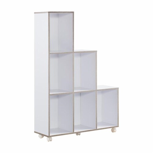 Furniture of America Chapin Wood 6-Compartment Bookcase in White Perspective: front