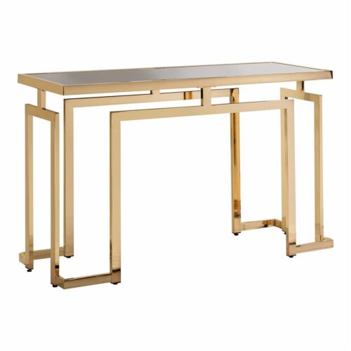 Furniture of America Mahone Contemporary Glass Top Console Table in