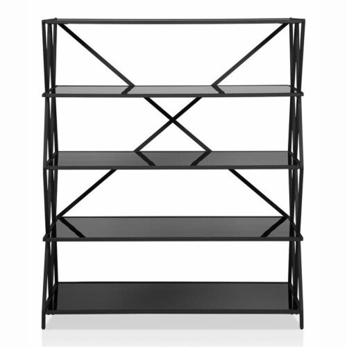 Furniture of America Vorsko Industrial Metal 5Shelf Large Bookcase in