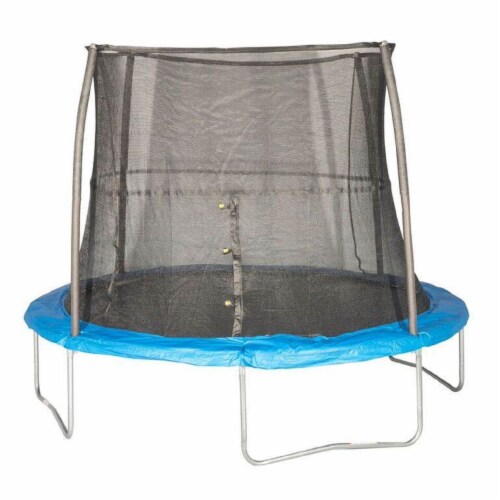 JumpKing 10 Foot Outdoor Trampoline  78sqft & Safety Net Enclosure, Blue JK10VC1 Perspective: front