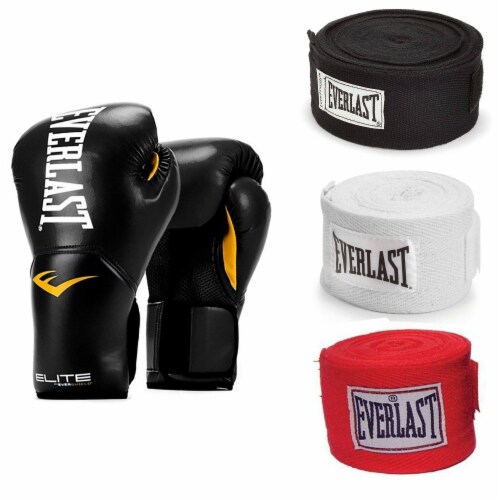 Everlast Black Elite ProStyle Boxing Gloves 12 Oz 120 Inch Hand Wraps 3 Pack 2 Piece Fry s Food Stores