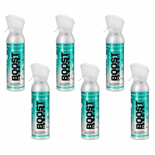 Boost Oxygen Natural Portable 5-Liter Pure Oxygen Canister Menthol (6 Pack) Perspective: front