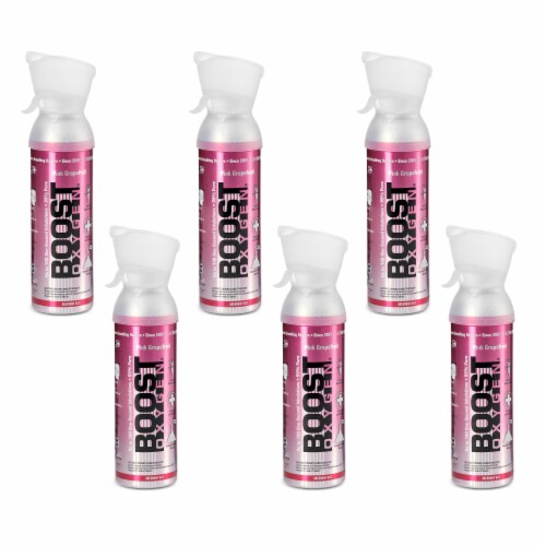 Boost Oxygen Natural 5 Liter Pure Oxygen Canister, Pink Grapefruit (6 Pack) Perspective: front
