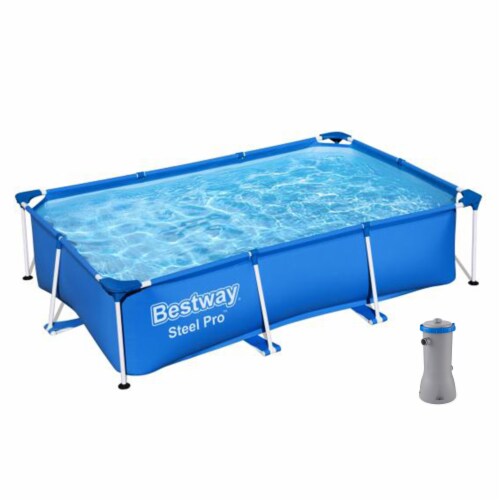Bestway 8.5t x 5.5ft x 24in Rectangular Above Ground Pool Frame with Filter Pump Perspective: front