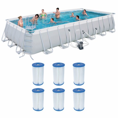 Bestway 24ft x 12ft x 52in Above Ground Pool & Cartridges Type IV/B (6 Pack) Perspective: front