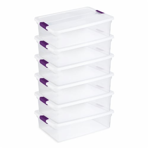 Sterilite 15qt Clear View Storage Bin with Latch Purple