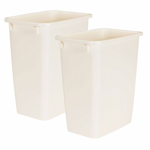 Rubbermaid 21 Quart Rectangular Kitchen Wastebasket Trash Can, Bisque (2 Pack) Perspective: front