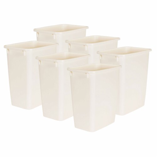 Rubbermaid 21 Quart Rectangular Kitchen Wastebasket Trash Can, Bisque (6 Pack) Perspective: front