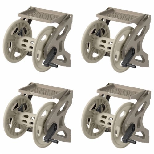 Suncast Handler 200 Foot Resin Wall Mounted Outdoor Garden Hose Reel (4 Pack) Perspective: front
