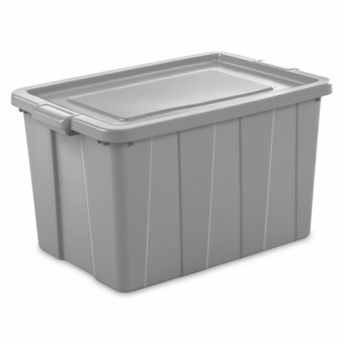 Sterilite 30 Qt Clear Plastic Stackable Storage Bin w/ Grey Latch