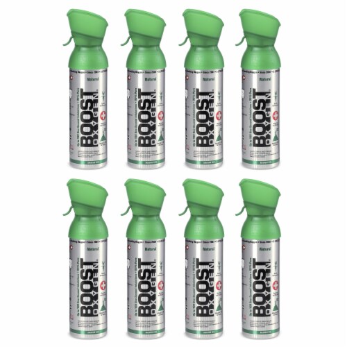 Boost Oxygen Natural Portable 5 Liter Pure Oxygen Canister, Flavorless (8 Pack) Perspective: front