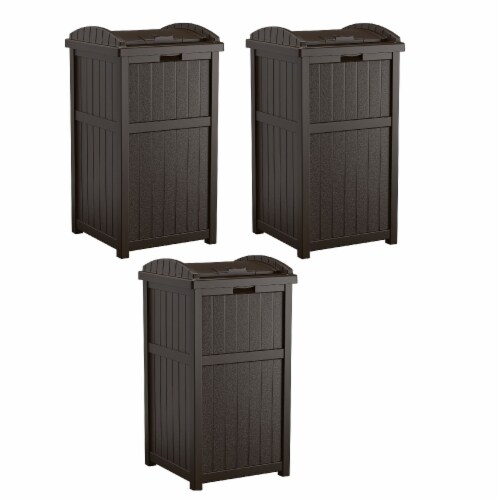 Suncast Trash Hideaway Outdoor Patio 33 Gal Garbage Waste Trash