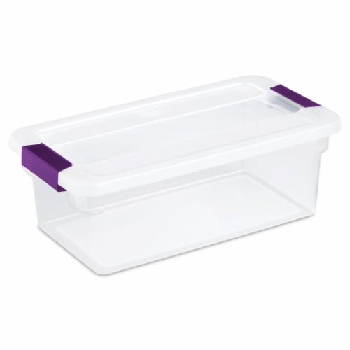 Sterilite 6 Qt Clear View Box Clear with Latches Purple