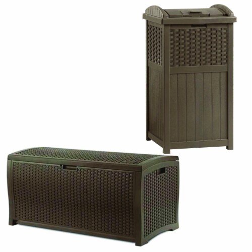 Rattan Wicker Deck Box, 73 Gallon Outdoor Patio Storage Box