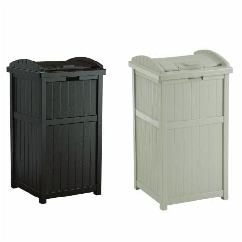 Suncast Hideaway Outdoor 30 Gallon Garbage Waste Trash Can Bin Java 