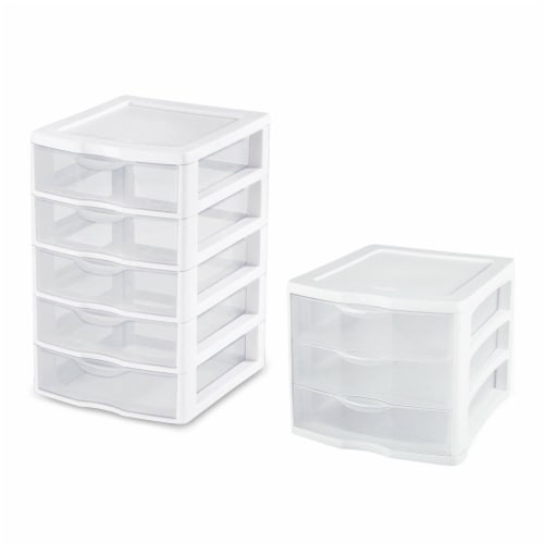 Gracious Living Clear Mini 3 Drawer Desk and Office Organizer with White Finish