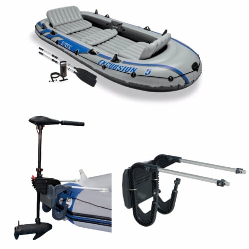 Intex 5 Person Inflatable Fishing Boat, Trolling Motor and Boat Motor Mount  Kit, 1 Piece - QFC